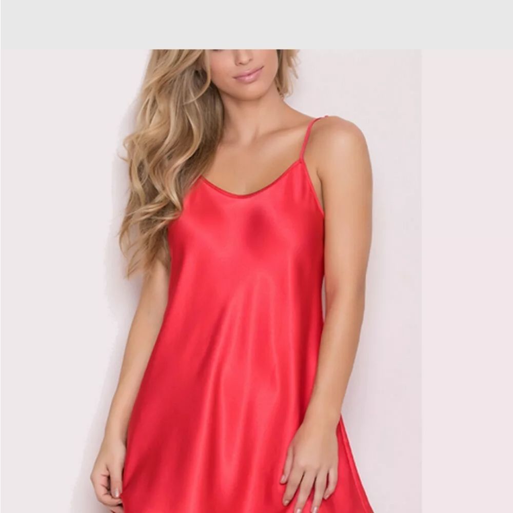 Sexy-Lingerie-Women's-Satin-Silk-Sleepwear-Pajamas-Nightdress-Mini-Dress-Skirt - Picture 2 of 4